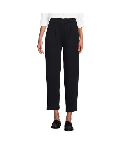 Women's Sport Knit High Rise Pleated Straight Leg Crop Pants