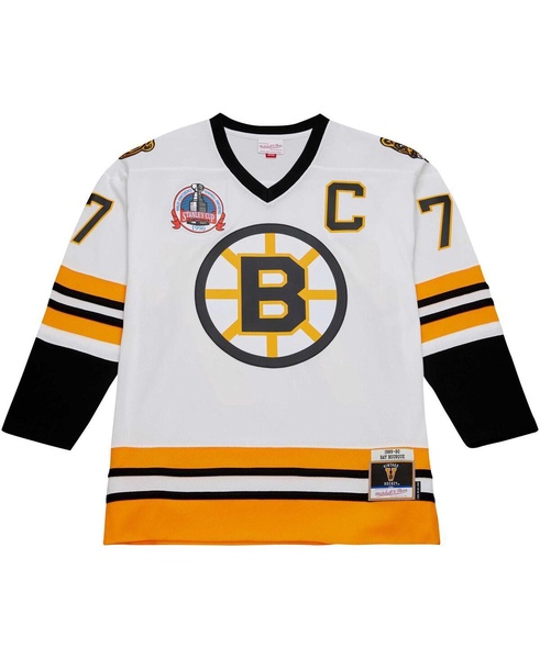 Men's Ray Bourque White Boston Bruins Captain Patch 1989/90 Blue Line Player Jersey
