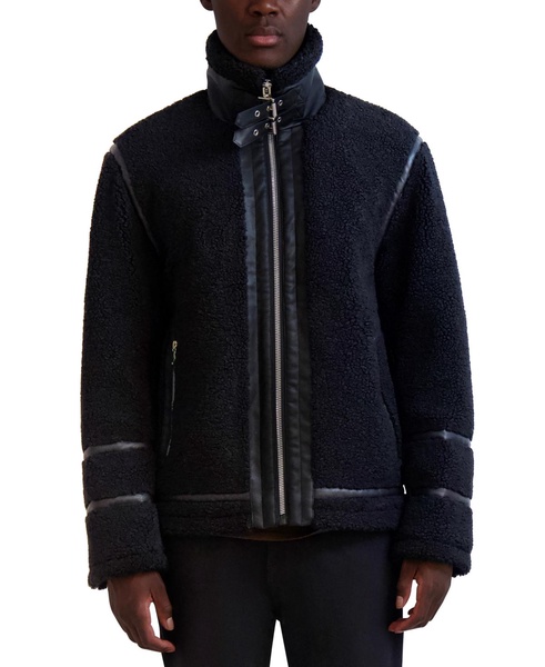 Men's Fleece Faux-Leather Trim Jacket