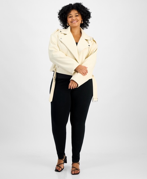 Trendy Plus Size Faux-Leather Moto Jacket, Exclusively at Macy's
