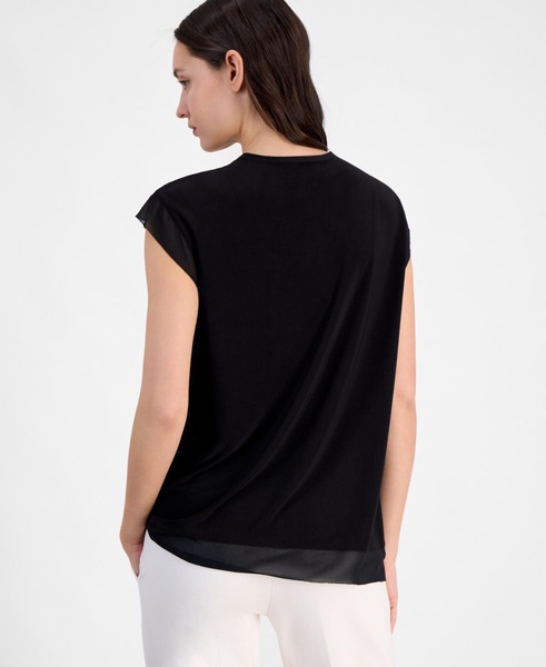 Women's Extended-Shoulder Mixed-Media Top