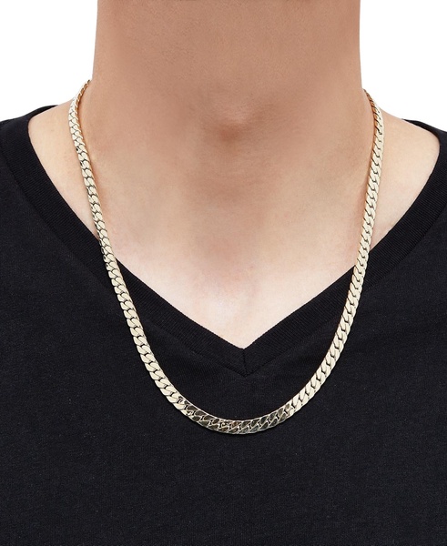 Flat Cuban Link 22" Chain Necklace in 10k Gold