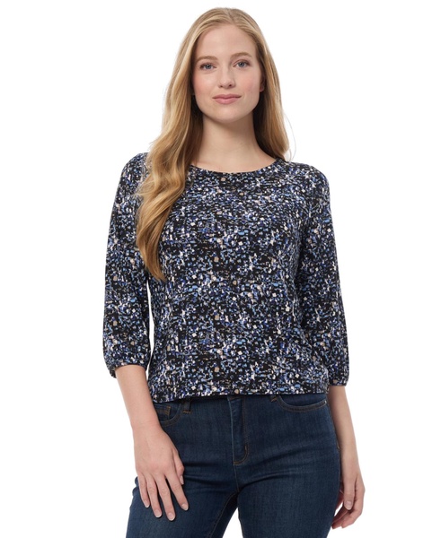 Women's Printed Crepe 3/4-Sleeve Top