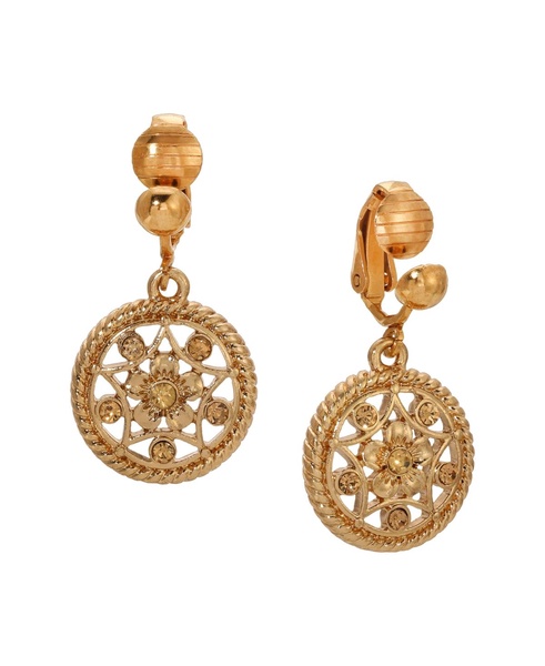 Crystal Round Drop Clip Earrings