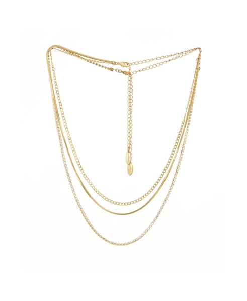 Simple Crystal Chain Necklace Set of 2