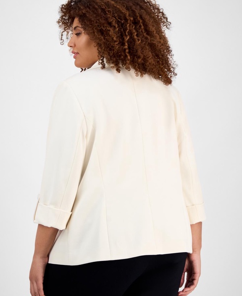 Anne Klein Plus Size 3/4-Sleeve Open-Front Blazer
