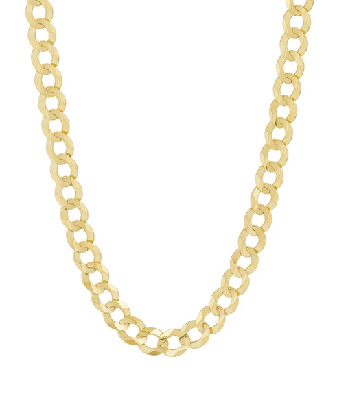 Concave Curb Link 22" Chain Necklace in 14k Gold-Plated Sterling Silver