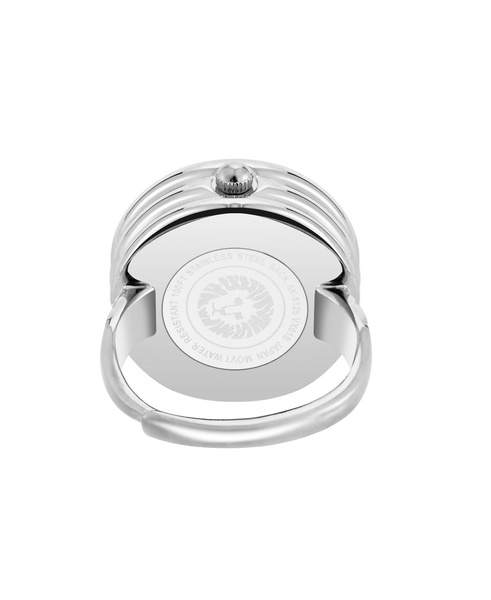 Women's Quartz Aqua and Silver-Tone Metal Alloy Ring Watch, 20mm
