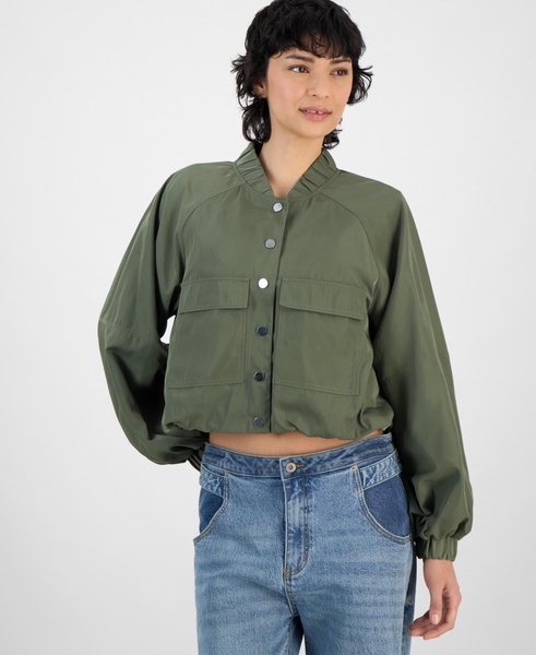 Women's Long-Sleeve Bubble-Hem Cargo Jacket, Exclusively at Macy's