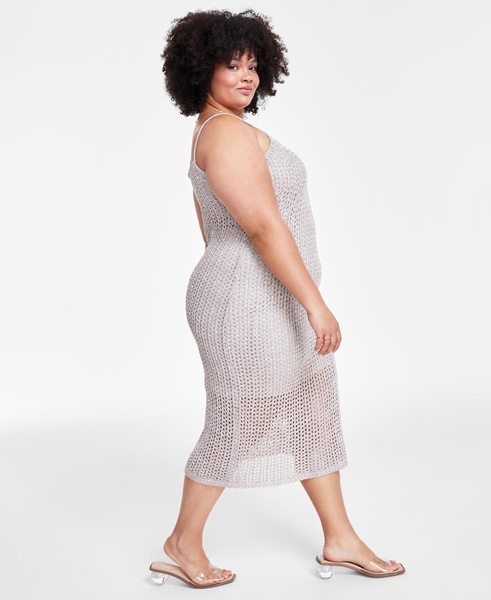 Trendy Plus Size Sleeveless Shine Midi Dress, Created for Macy's 