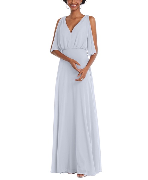 Plus Size V-Neck Split Sleeve Blouson Bodice Maxi Dress