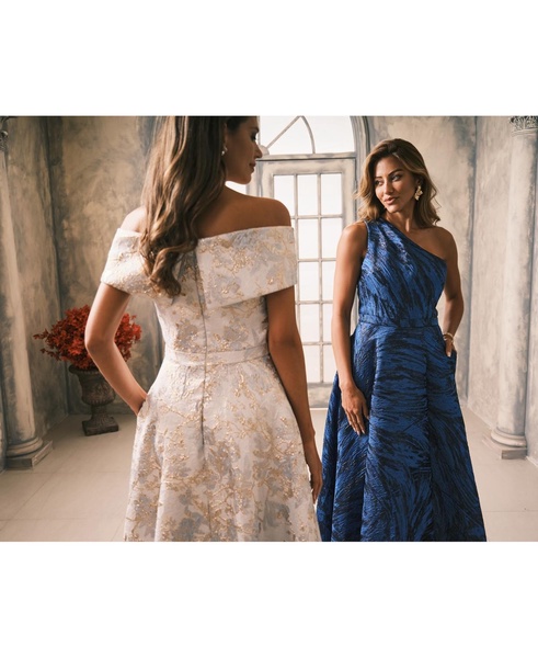Women's Sweetheart-Neck Metallic-Jacquard Ball Gown