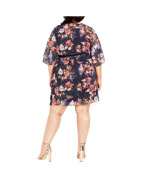Plus Size Color Wrap Print Dress
