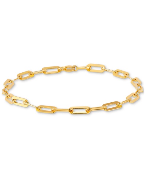 Polished Paperclip Bracelet in 18K Gold over Silver or Sterling Silver