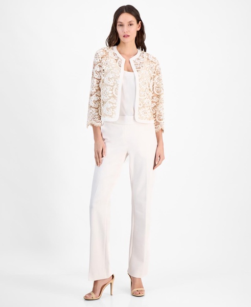 Women's Lace Open-Front 3/4-Sleeve Jacket