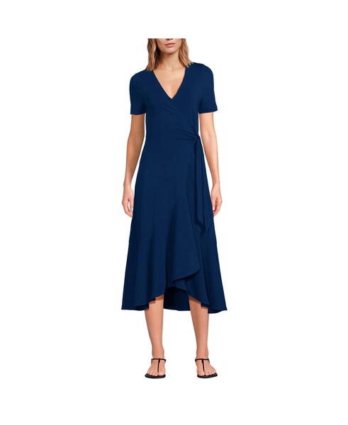 Women's Cotton Modal Vneck Wrap Midi Dress