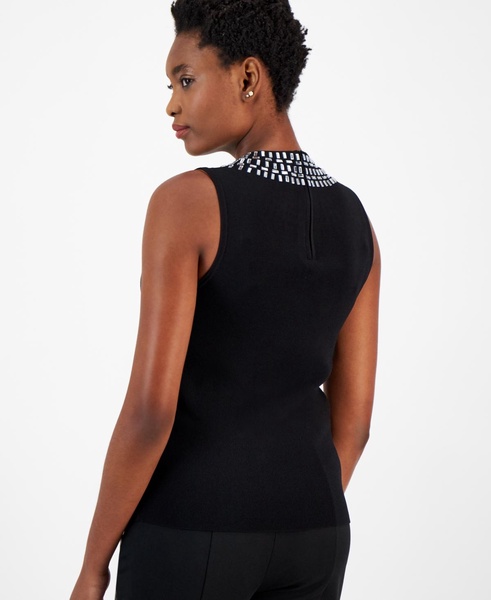 Women's Embellished-Neck Sleeveless Tank Top