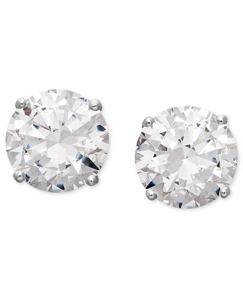 Cubic Zirconia Stud Earrings in 14k White Gold