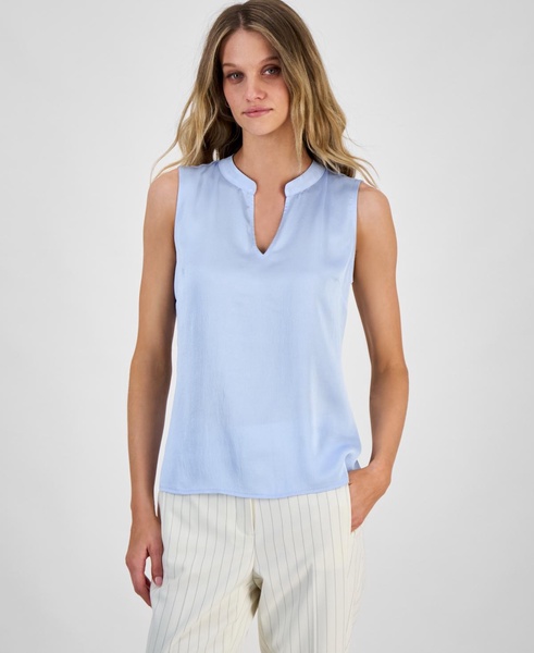 Women's Split-Neck Sleeveless Blouse, Exclusively at Macy's