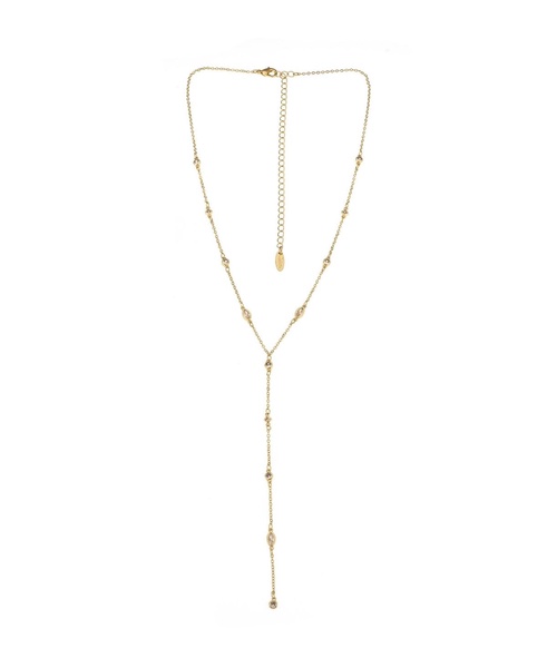 18K Gold Plated Dainty Crystal Lariat Necklace