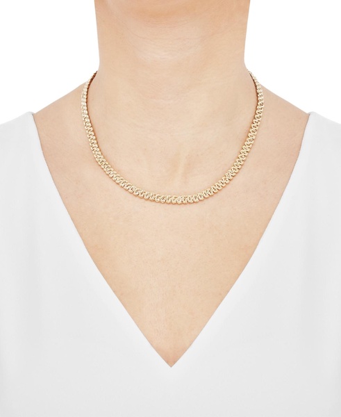 Polished Bead Link Chain 18" Collar Necklace in 10k Gold