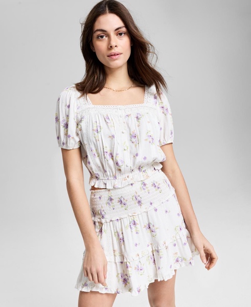 Women's Floral Print Button-Front Blouse, Exclusively at Macy's
