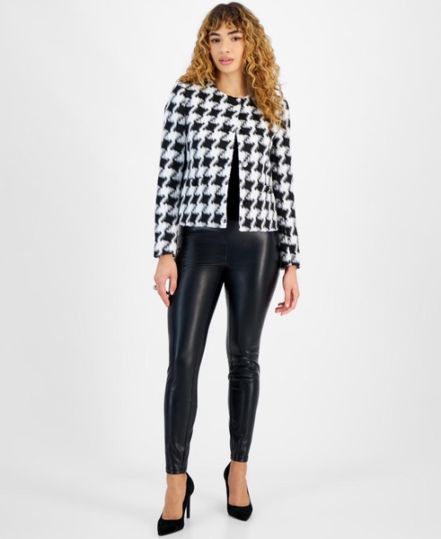 Women's Houndstooth Button-Front Jacket, Created for Macy's
