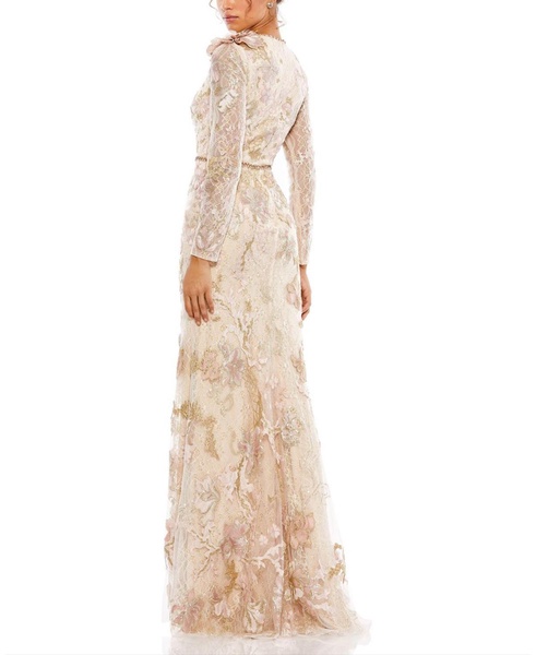 Women's Floral Embroidered Lace Trumpet Gown