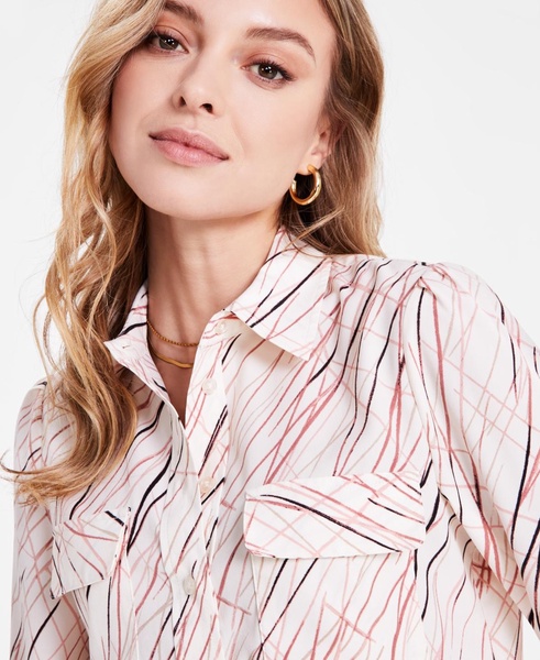 Women's Graphic Line Print Blouse, Exclusively at Macy's 