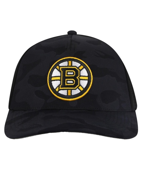Men's Black Boston Bruins Valin Camo Super Tech Vented Adjustable Hat