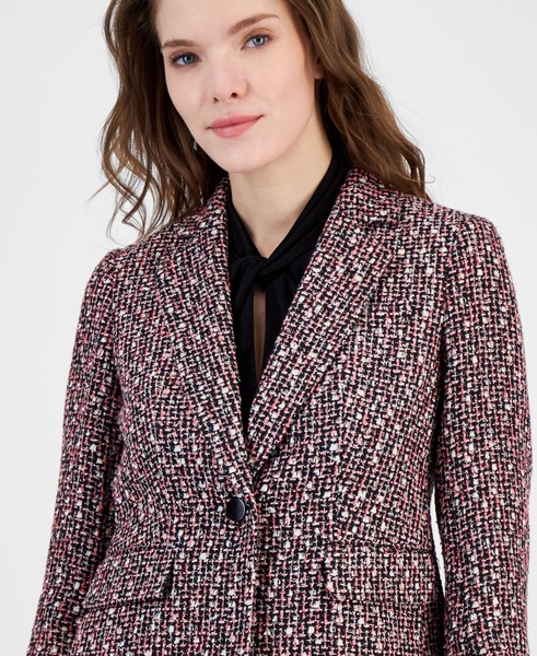 Women's Notched-Collar Single-Button 3/4-Sleeve Jacket