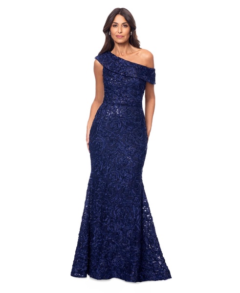 Women's Sequined Lace One-Shoulder Gown