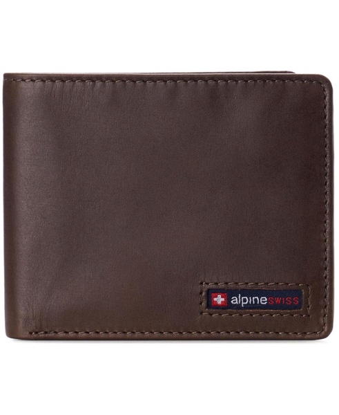 Men's Leather RFID Bifold Wallet 2 ID Windows Divided Bill Section