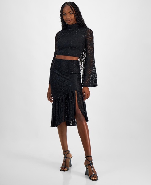Women's Mock-Neck Dominique Long-Bell-Sleeve Lace Top