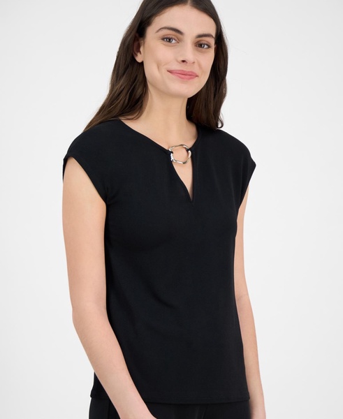 Women's Embellished Keyhole Top