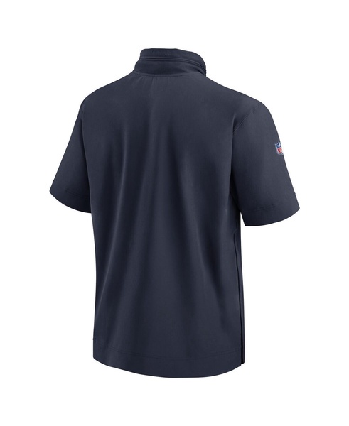 Men's Navy Chicago Bears 2024 Sideline Coach Short Sleeve Half-Zip Hoodie Jacket