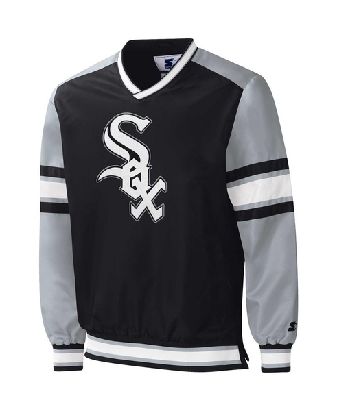 Men's Black Chicago White Sox Yardline V-Neck Pullover Windbreaker