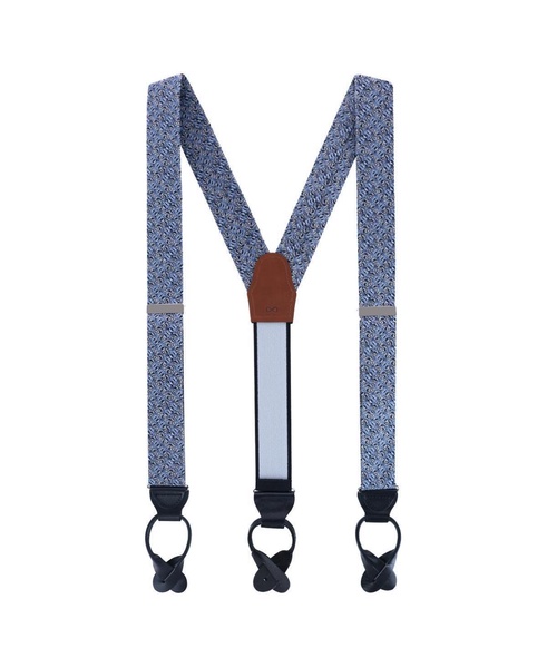 Men's Benito's Blue Basketweave Pattern Silk Novelty Button End Suspenders