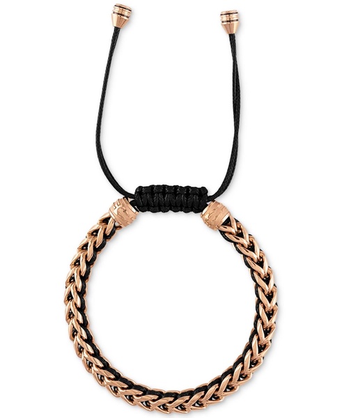 Rose Gold-Tone IP Stainless Steel Cord Woven Slider Bracelet