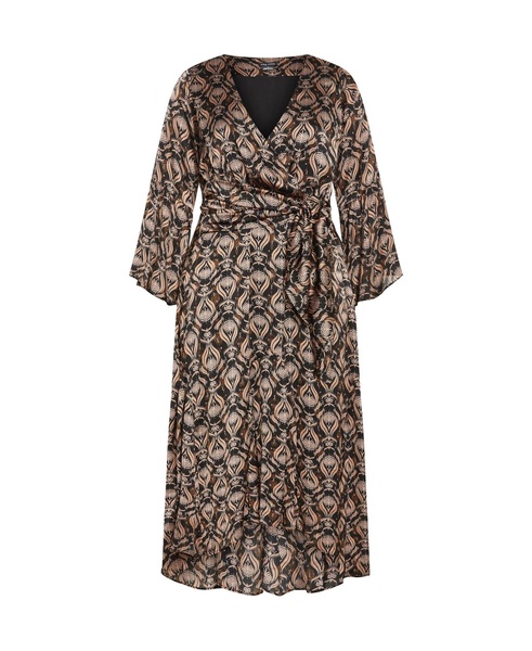 Plus Size Tie Front Fan Maxi Dress