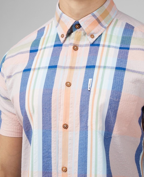 Men's Seersucker Check Short Sleeve Shirt