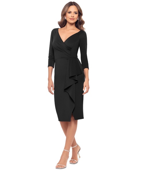 Women's Draped 3/4-Sleeve Sheath Dress