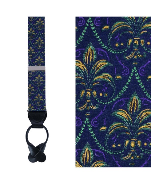 Men's The French Quarter Fleur-de-Lis Silk Novelty Button End Suspenders
