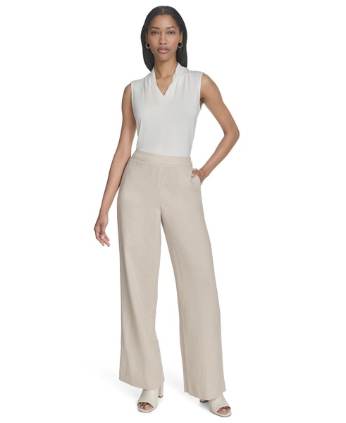 Women's Elastic-Back Mid-Rise Wide-Leg Pants
