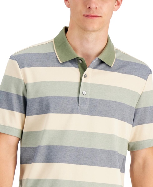 Men's Regular-Fit Striped Supima Blend Polo Shirt, Created for Macy's 