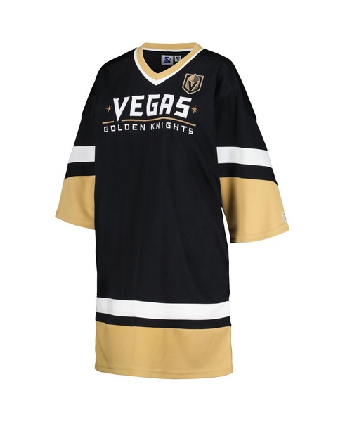 Women's Black Vegas Golden Knights Hurry-Up Offense Boxy V-Neck Half-Sleeve Sneaker Dress