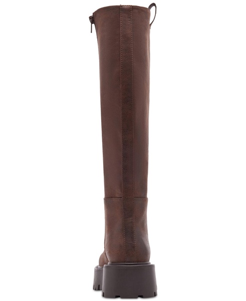 Crow Wide-Calf Lug-Sole Knee High Boots