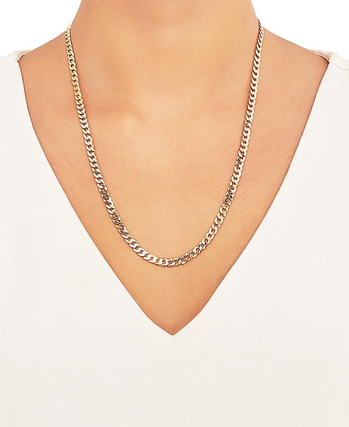 Flat Curb Link 22" Chain Necklace (5mm) in 18k Gold-Plated Sterling Silver or Sterling Silver