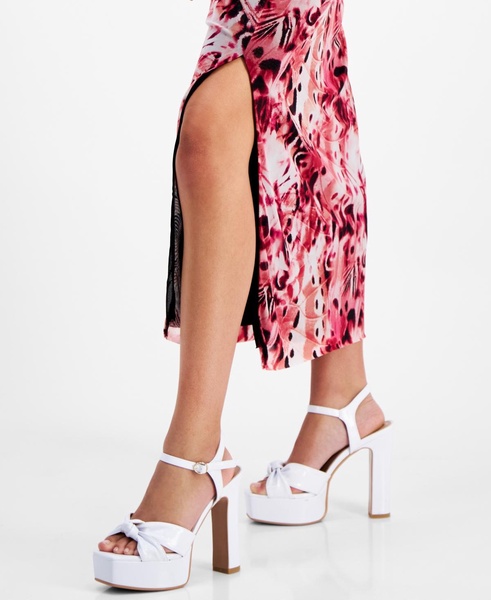 Petite Printed Mesh Mock-Neck Midi Dress, Created for Macy's