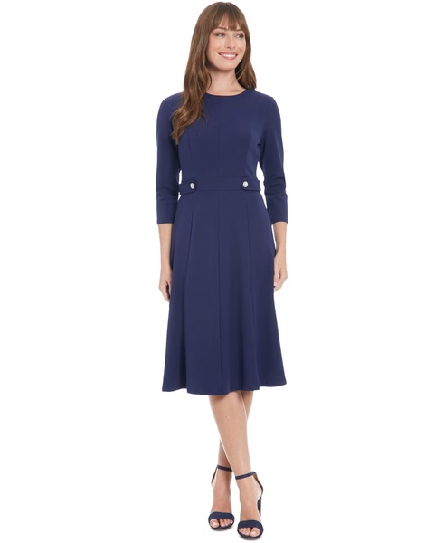 Women's Crewneck 3/4-Sleeve Fit & Flare Dress